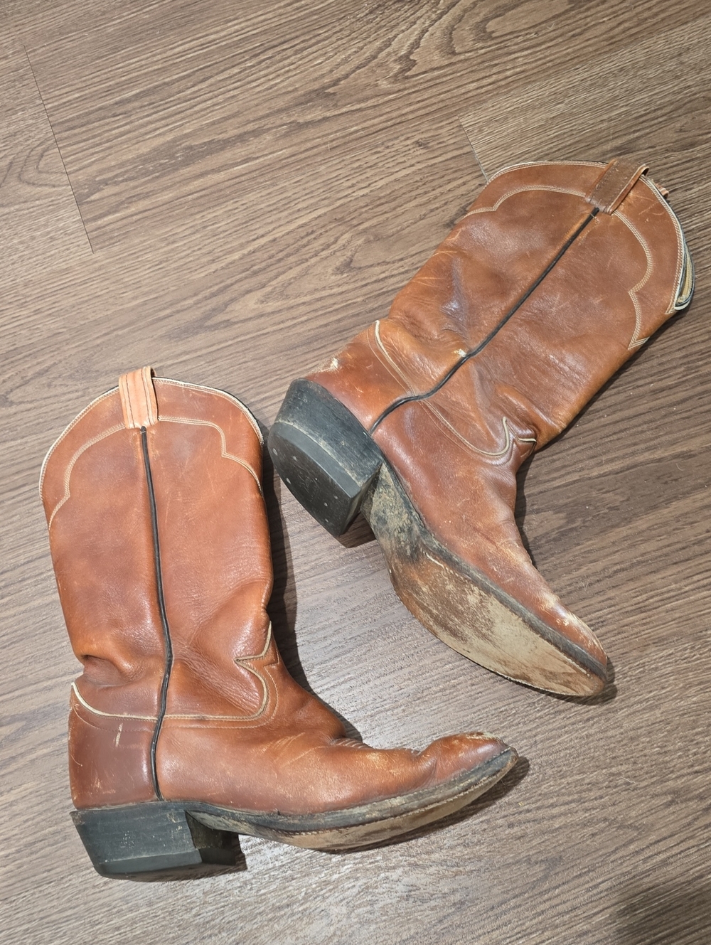 Tony Lama Brown Leather Cowboy Boots 8